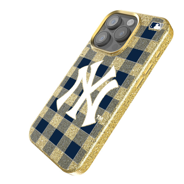 New York Yankees Plaid iPhone Bling Phone Case Iso.Jpg