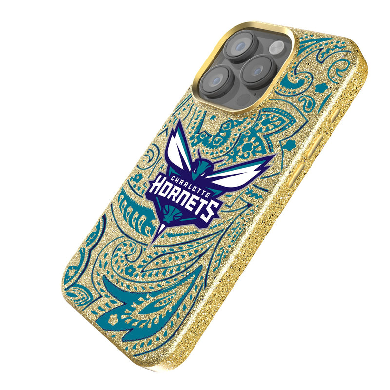 Charlotte Hornets Paisley iPhone Bling Phone Case Iso.Jpg