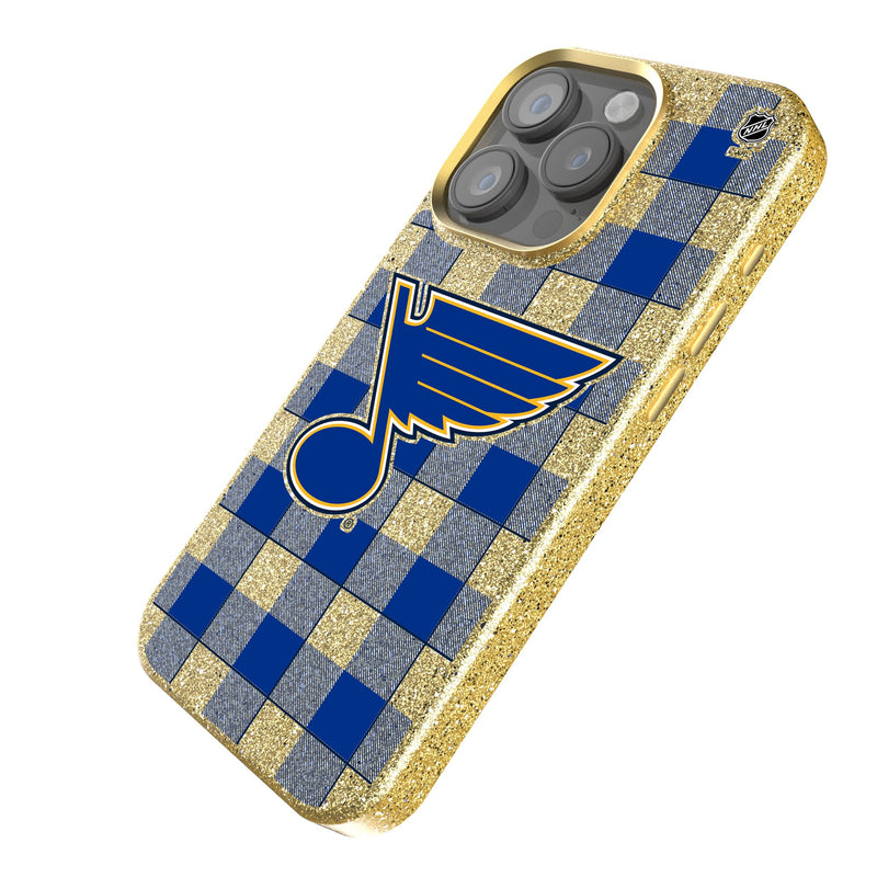 St. Louis Blues Plaid iPhone Bling Phone Case Iso.Jpg