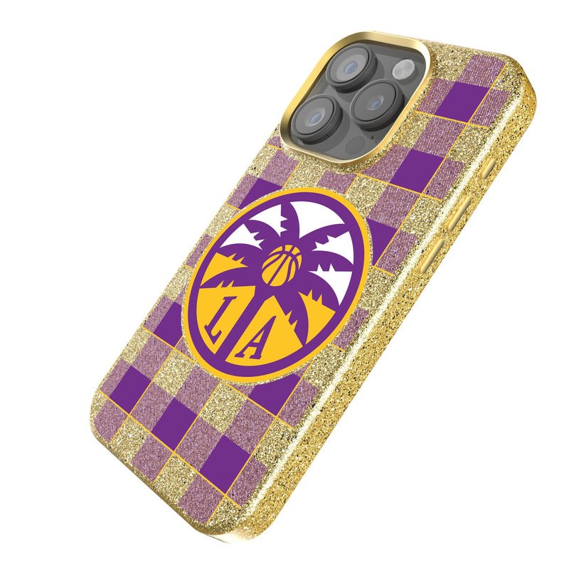 Los Angeles Sparks Plaid iPhone Bling Phone Case Iso.Jpg