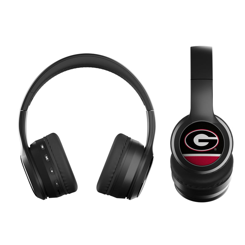 University of Georgia Bulldogs Stripe Wireless Over-Ear BT Headphones With Case Flat.Jpg