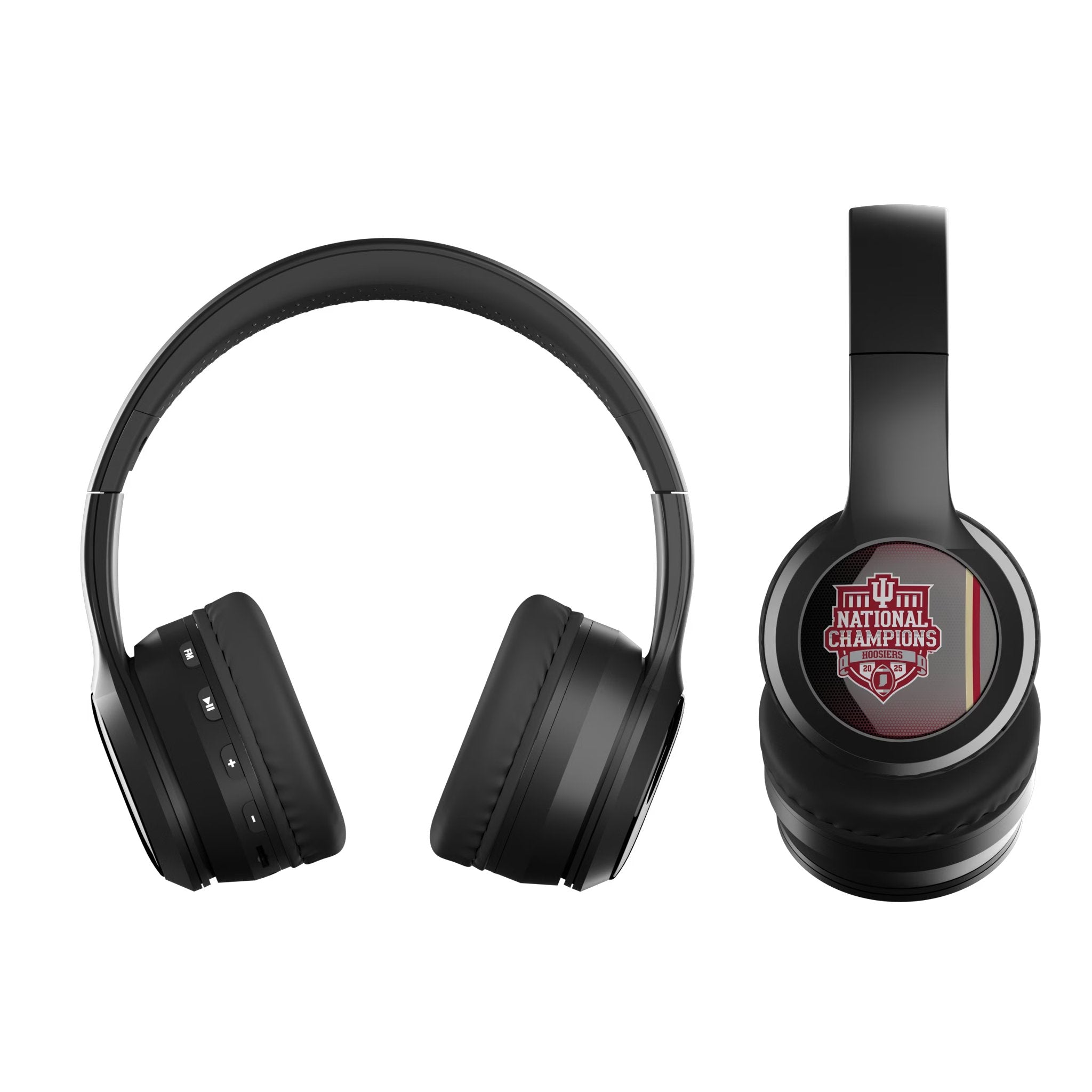 Indiana University Hoosiers 2025 College Football Playoff National Champion Wireless Over-Ear BT Headphones With Case Flat.Jpg