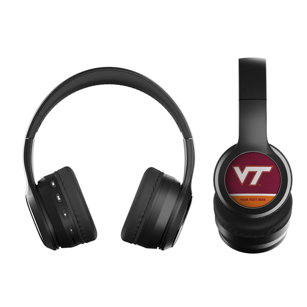 Virginia Tech Hokies Personalized Endzone Solid Wireless Over-Ear BT Headphones With Case Flat.Jpg
