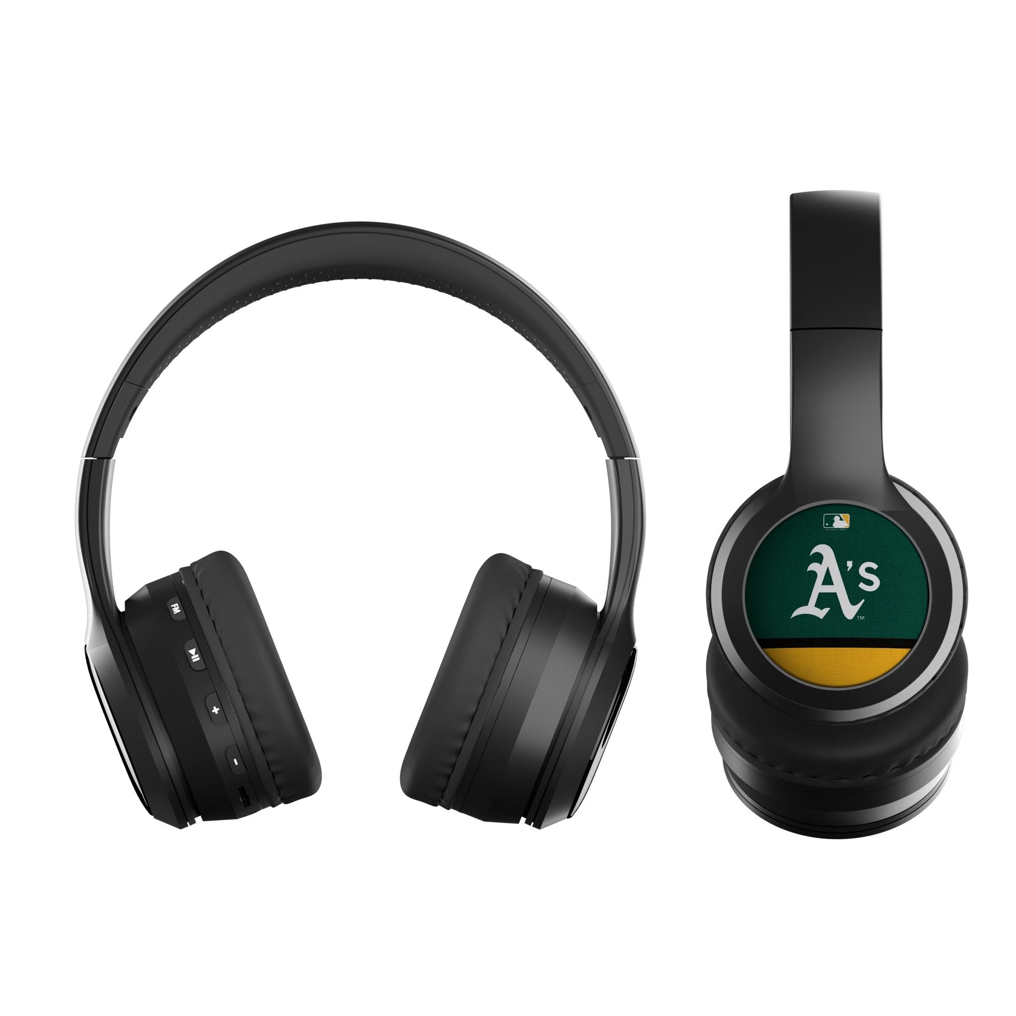 Oakland Athletics Stripe Wireless Over-Ear BT Headphones With Case Flat.Jpg