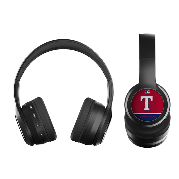 Texas Rangers Personalized Endzone Solid Wireless Over-Ear BT Headphones With Case Flat.Jpg