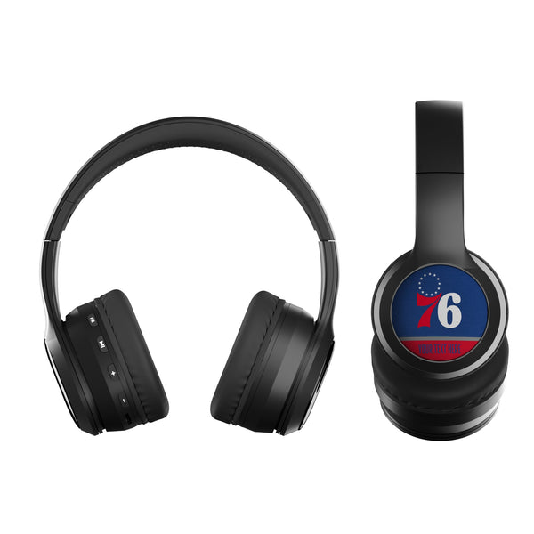 Philadelphia 76ers Personalized Endzone Solid Wireless Over-Ear BT Headphones With Case Flat.Jpg