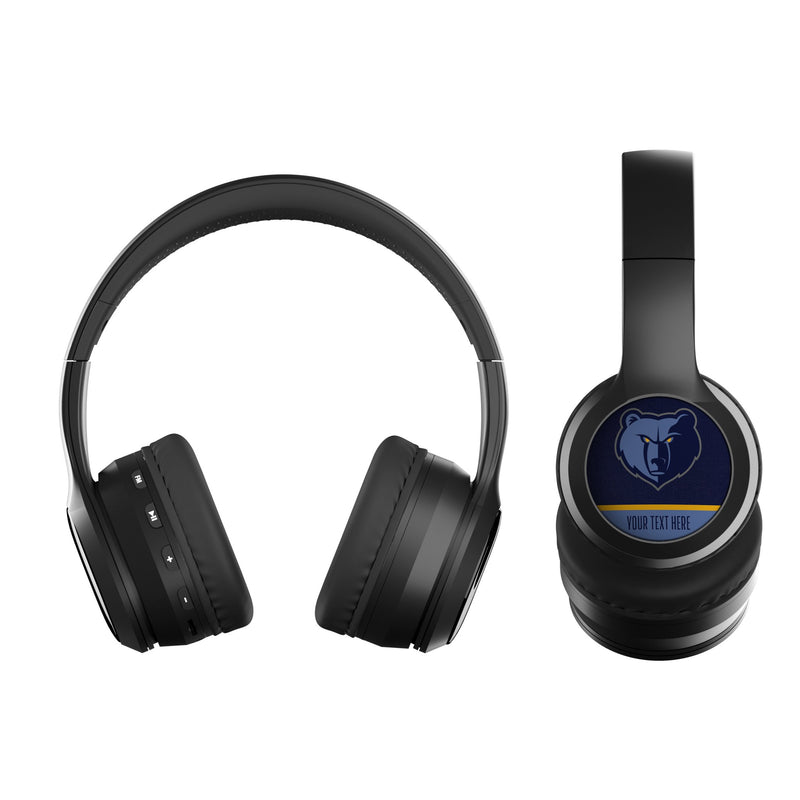 Memphis Grizzlies Personalized Endzone Solid Wireless Over-Ear BT Headphones With Case Flat.Jpg