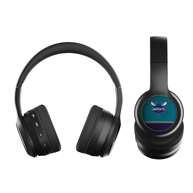 Charlotte Hornets Stripe Wireless Over-Ear BT Headphones With Case Flat.Jpg