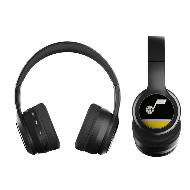 Utah Jazz Stripe Wireless Over-Ear BT Headphones With Case Flat.Jpg