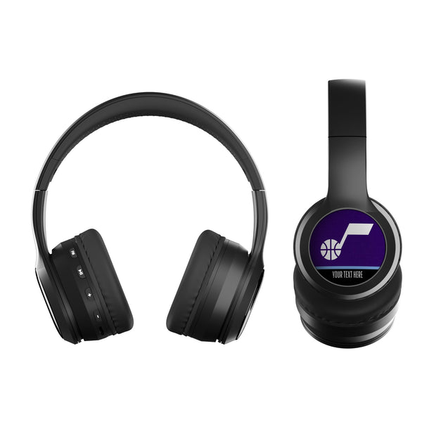 Utah Jazz Personalized Endzone Solid Wireless Over-Ear BT Headphones With Case Flat.Jpg