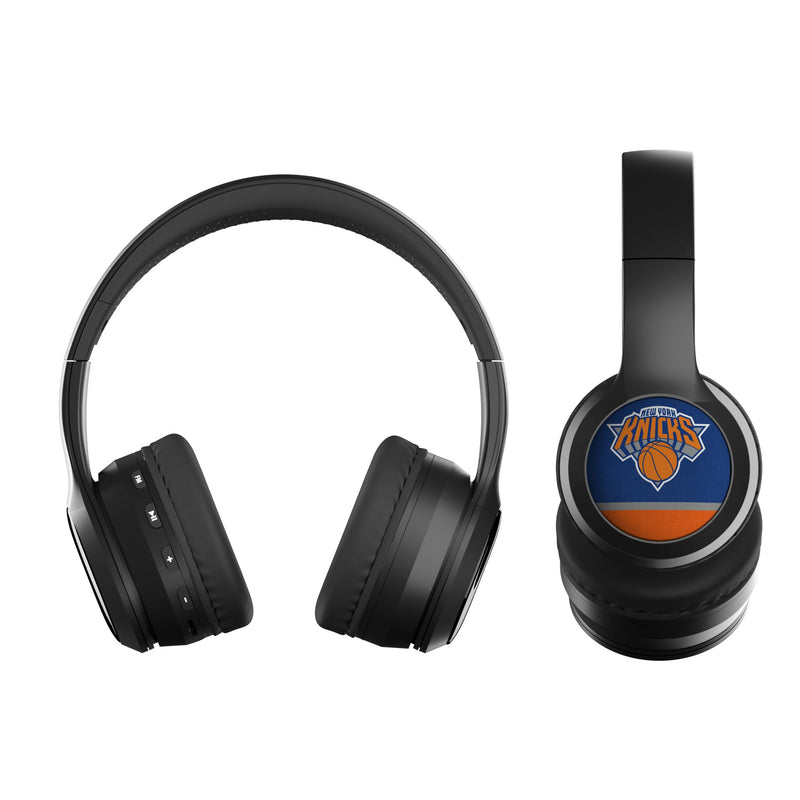 New York Knicks Stripe Wireless Over-Ear BT Headphones With Case Flat.Jpg