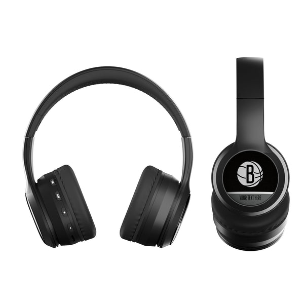 Brooklyn Nets Personalized Endzone Solid Wireless Over-Ear BT Headphones With Case Flat.Jpg