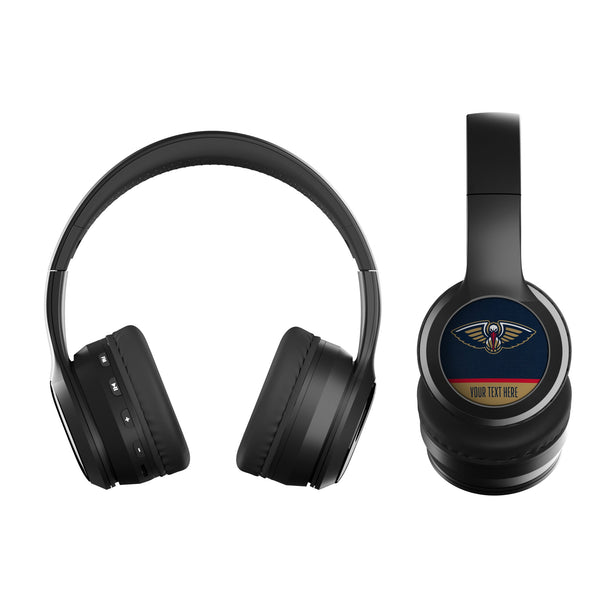 New Orleans Pelicans Personalized Endzone Solid Wireless Over-Ear BT Headphones With Case Flat.Jpg