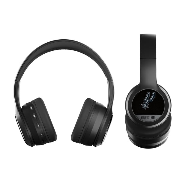 San Antonio Spurs Personalized Endzone Solid Wireless Over-Ear BT Headphones With Case Flat.Jpg