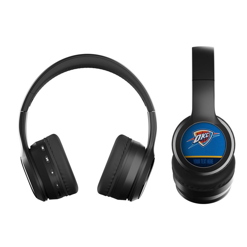 Oklahoma City Thunder Personalized Endzone Solid Wireless Over-Ear BT Headphones With Case Flat.Jpg
