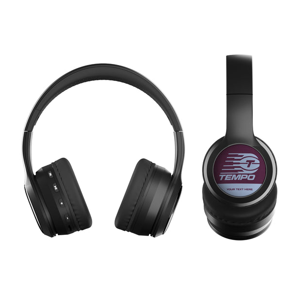 Toronto Tempo Personalized Endzone Solid Wireless Over-Ear BT Headphones With Case Flat.Jpg