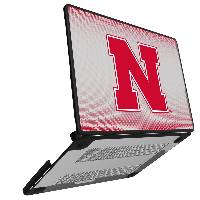 University of Nebraska Huskers Block N Linen MacBook Laptop Case Open.Jpg