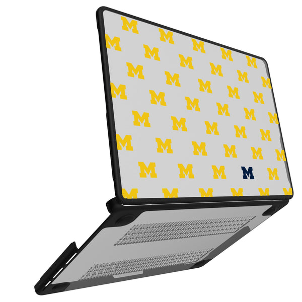 University of Michigan Wolverines Fashion Pattern MacBook Laptop Case for Apple MacBook Open.Jpg