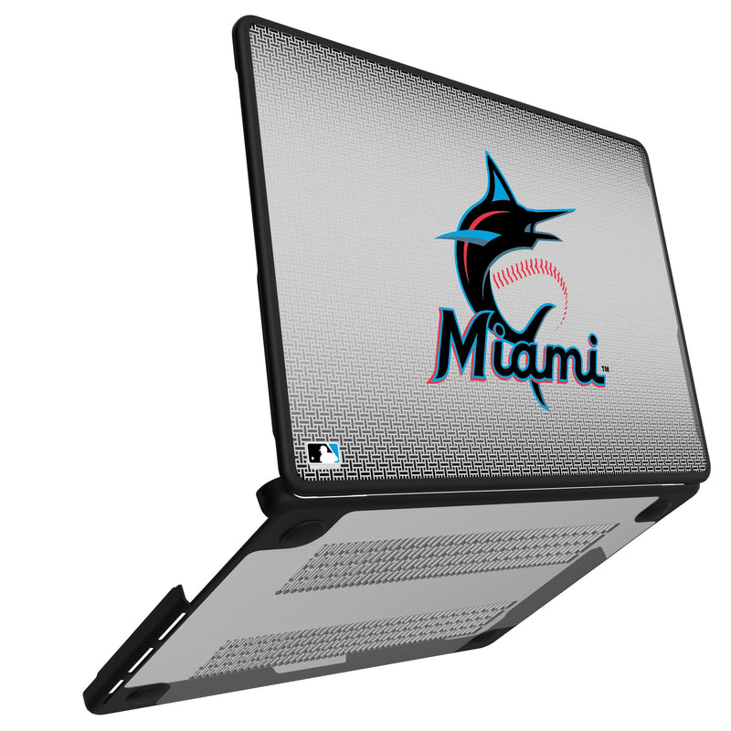 Miami Marlins Linen MacBook Laptop Case Open.Jpg