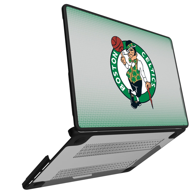 Boston Celtics Linen MacBook Laptop Case Open.Jpg