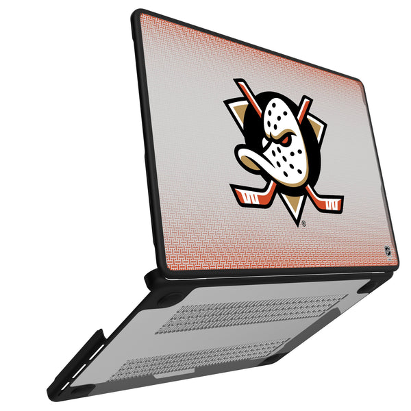 Anaheim Ducks Linen MacBook Laptop Case Open.Jpg