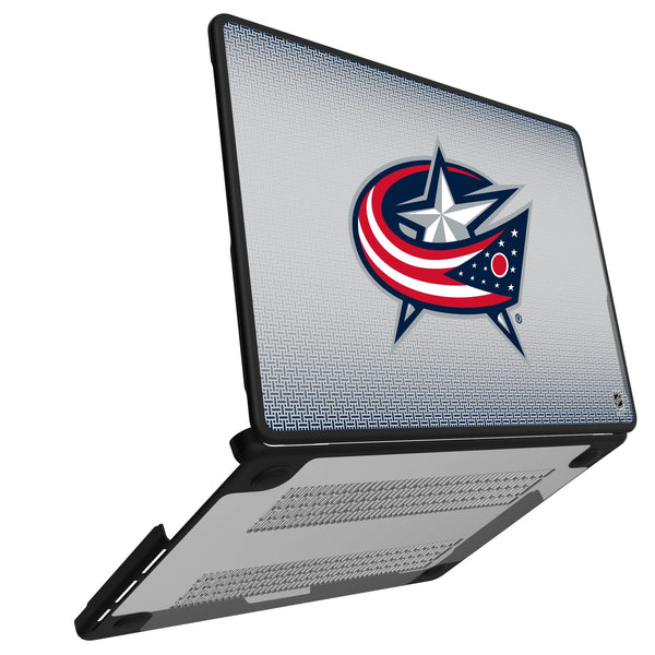 Columbus Blue Jackets Linen MacBook Laptop Case for Apple MacBook Open.Jpg