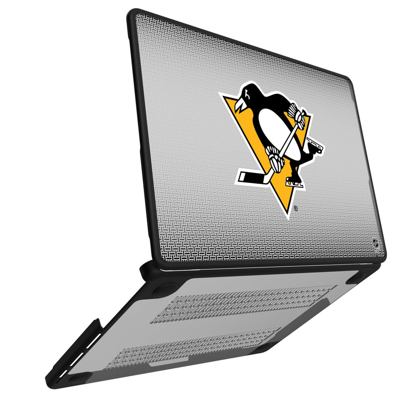 Pittsburgh Penguins Linen MacBook Laptop Case Open.Jpg