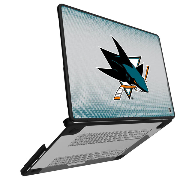 San Jose Sharks Linen MacBook Laptop Case for Apple MacBook Open.Jpg