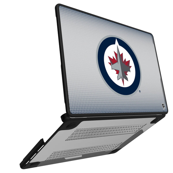 Winnipeg Jets Linen MacBook Laptop Case Open.Jpg