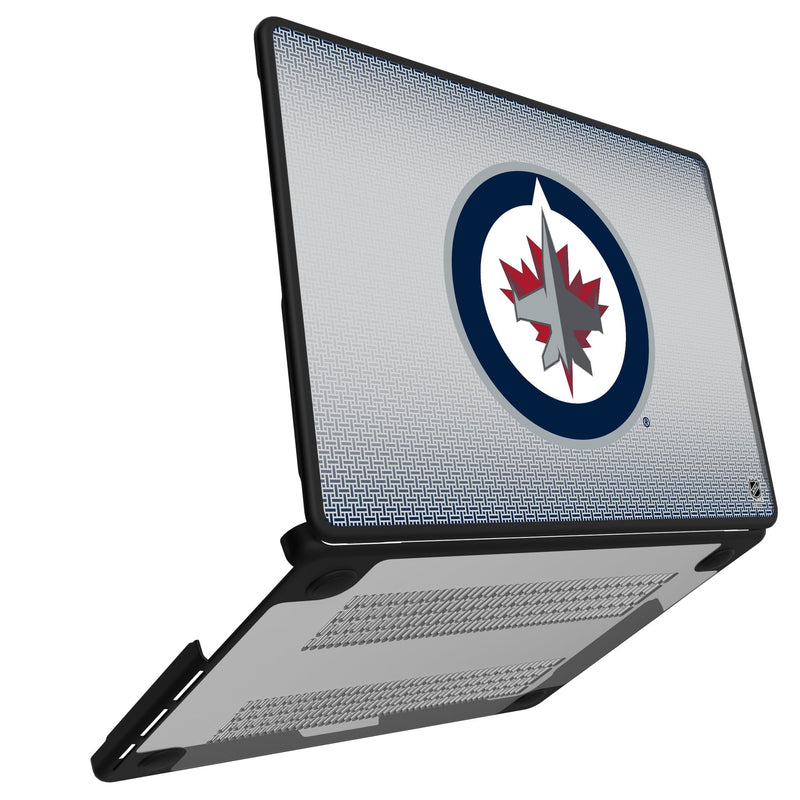 Winnipeg Jets Linen MacBook Laptop Case Open.Jpg