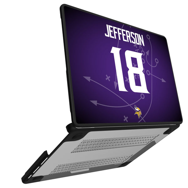 Justin Jefferson Minnesota Vikings 18 Game Tactic MacBook Laptop Case for Apple MacBook Open.Jpg
