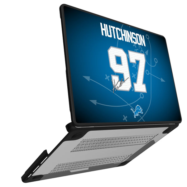 Aidan Hutchinson Detroit Lions 97 Ready MacBook Laptop Case Open.Jpg