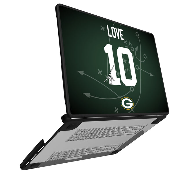 Jordan Love Green Bay Packers 10 Game Tactic MacBook Laptop Case for Apple MacBook Open.Jpg