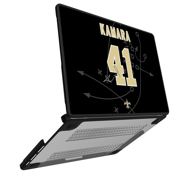 Alvin Kamara New Orleans Saints 41 Ready MacBook Laptop Case Open.Jpg