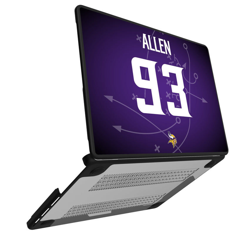 Jonathan Allen Minnesota Vikings 93 Game Tactic MacBook Laptop Case for Apple MacBook Open.Jpg
