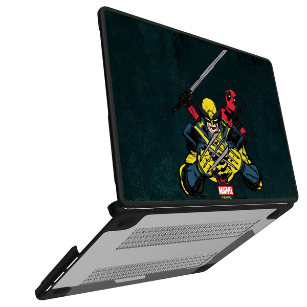 Marvel Deadpool Wolverine Badge MacBook Laptop Case for Apple MacBook Open.Jpg