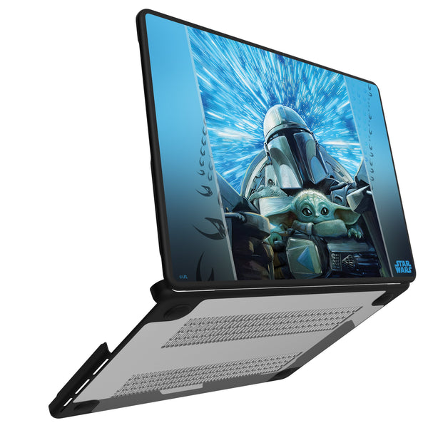 Star Wars: The Mandalorian Grogu and Din Djarin Portrait MacBook Laptop Case for Apple MacBook Open.Jpg
