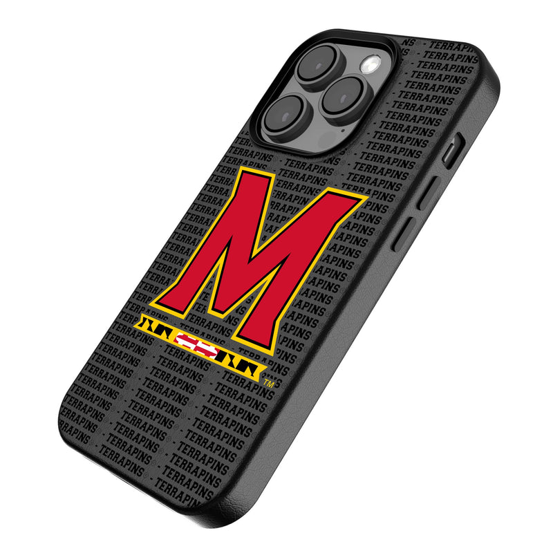 University of Maryland Terrapins Text Backdrop iPhone MagSafe Compatible Phone Case for Apple iPhone Iso.Jpg
