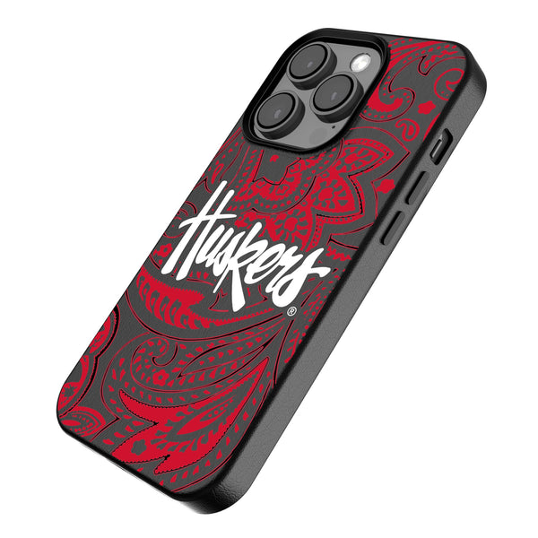 University of Nebraska Huskers Paisley iPhone MagSafe Compatible Phone Case for Apple iPhone Iso.Jpg