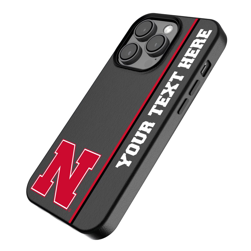 University of Nebraska Huskers Block N Personalized Sidebard iPhone MagSafe Compatible Phone Case for Apple iPhone Iso.Jpg