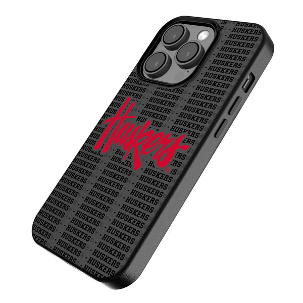 University of Nebraska Huskers Text Backdrop iPhone MagSafe Compatible Phone Case Iso.Jpg