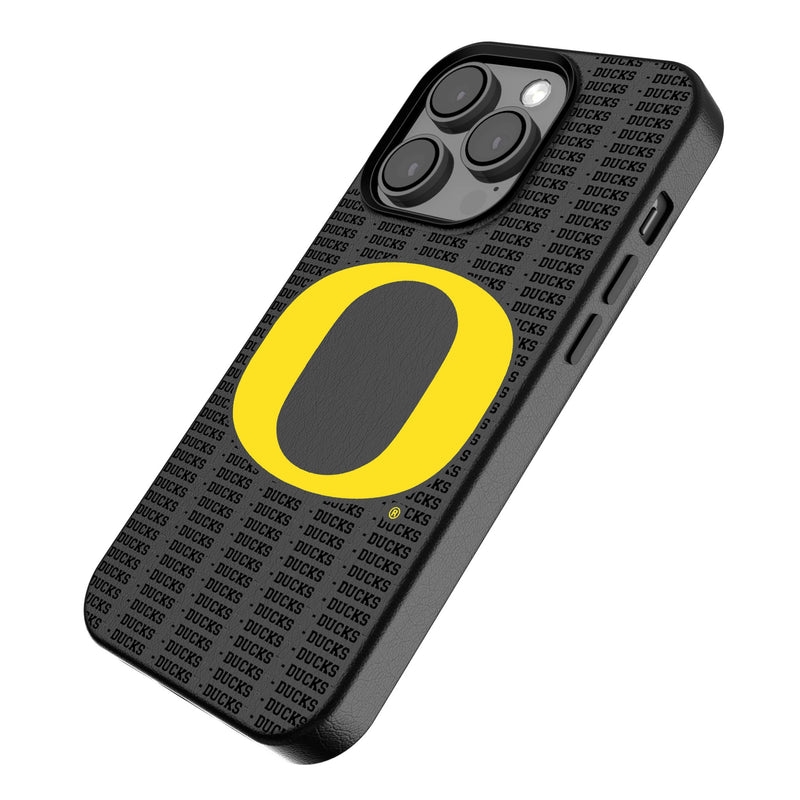 University of Oregon Ducks Text Backdrop iPhone MagSafe Compatible Phone Case for Apple iPhone Iso.Jpg