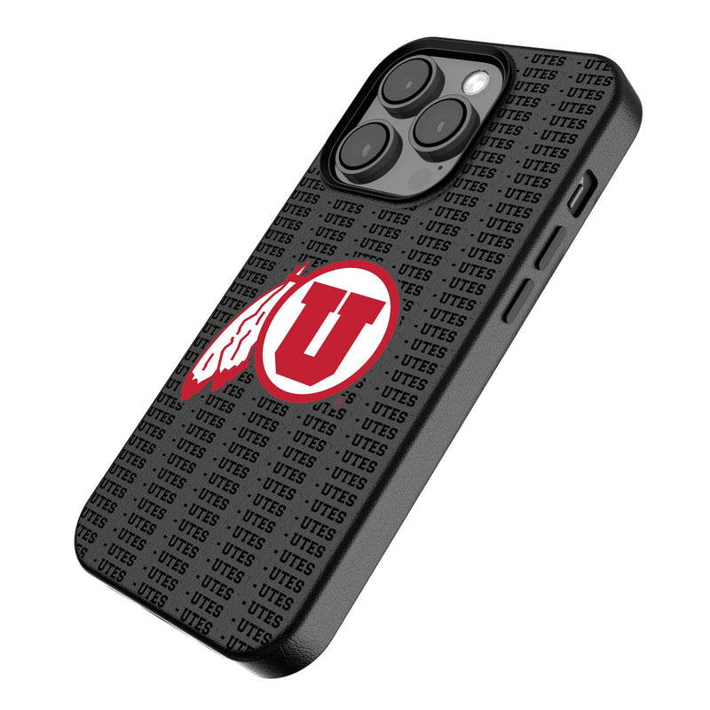 University of Utah Utes Text Backdrop iPhone MagSafe Compatible Phone Case for Apple iPhone Iso.Jpg
