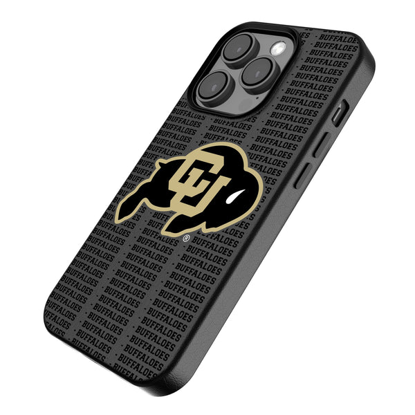 University of Colorado Buffaloes Text Backdrop iPhone MagSafe Compatible Phone Case for Apple iPhone Iso.Jpg