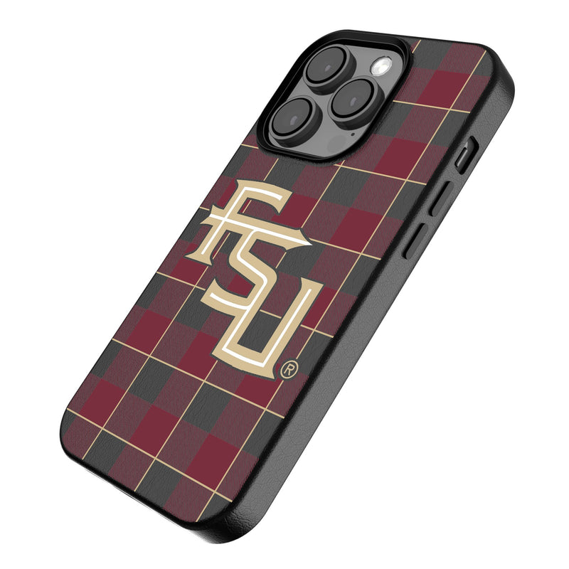 Florida State University Seminoles Athletic Wordmark Plaid iPhone MagSafe Compatible Phone Case for Apple iPhone Iso.Jpg