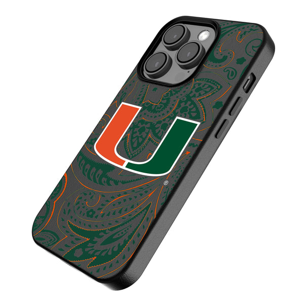 University of Miami Hurricanes Paisley iPhone MagSafe Compatible Phone Case Iso.Jpg