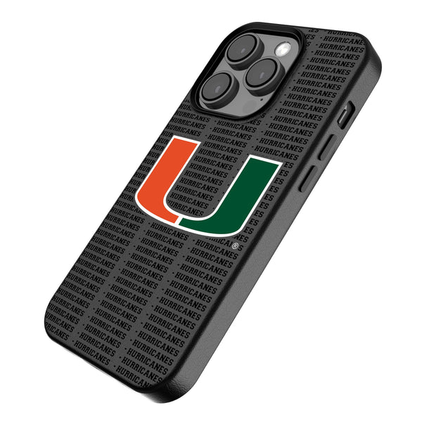 University of Miami Hurricanes Text Backdrop iPhone MagSafe Compatible Phone Case Iso.Jpg