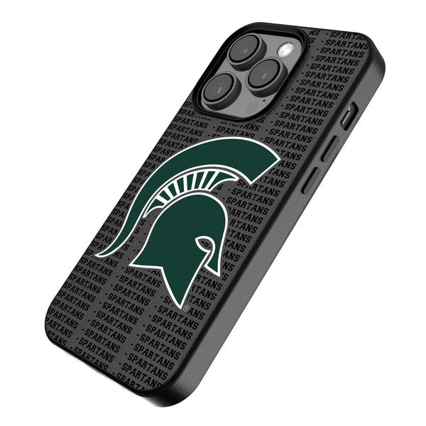 Michigan State University Spartans Text Backdrop iPhone MagSafe Compatible Phone Case Iso.Jpg