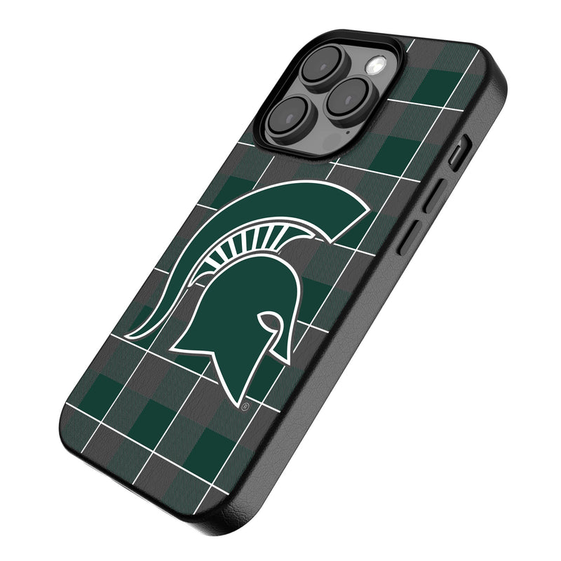 Michigan State University Spartans Plaid iPhone MagSafe Compatible Phone Case Iso.Jpg