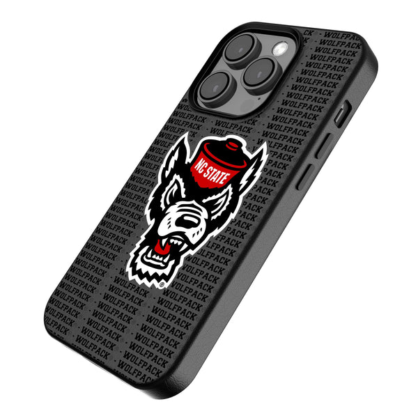 North Carolina State University Wolfpack Text Backdrop iPhone MagSafe Compatible Phone Case for Apple iPhone Iso.Jpg